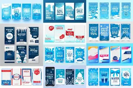 40+ Winter Sales Instagram Stories Vector Design Templates