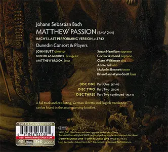 J.S. Bach - Dunedin Consort - Matthew Passion (Final version, c. 1742) (2008) [Official Download 24bit/88,2kHz] {REPOST}