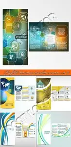 Tri fold business brochure vector set 37
