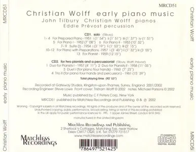 Christian Wolff - Early Piano Music 1951-1961 (2002)