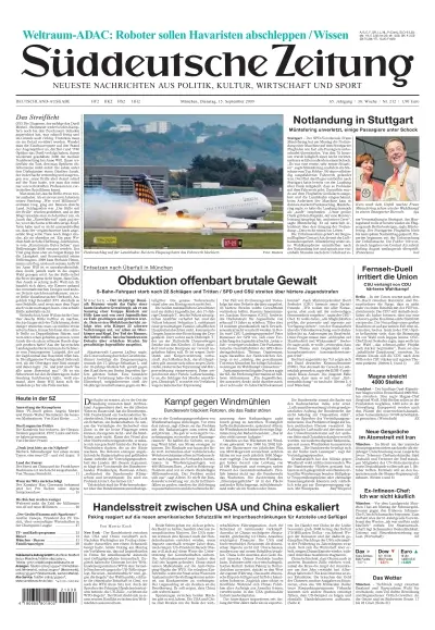 Sueddeutsche Zeitung vom 15.09.2009