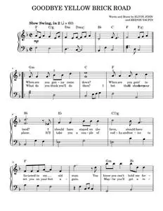 Goodbye yellow brick road - Elton John (Easy Piano)