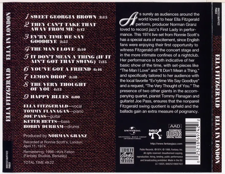 Ella Fitzgerald - Ella in London (1974) (Reissued 1998)