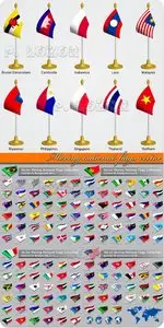 Moving national flags vector