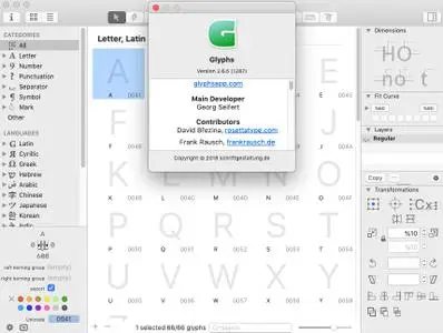 Glyphs 2.6.5 Build 1287 macOS