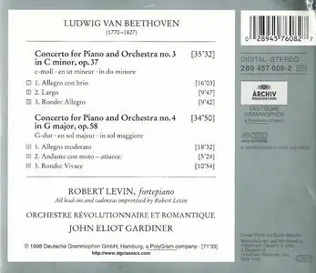 Robert Levin, John Eliot Gardiner - Beethoven: Piano concertos Nos. 3 & 4 (1998)