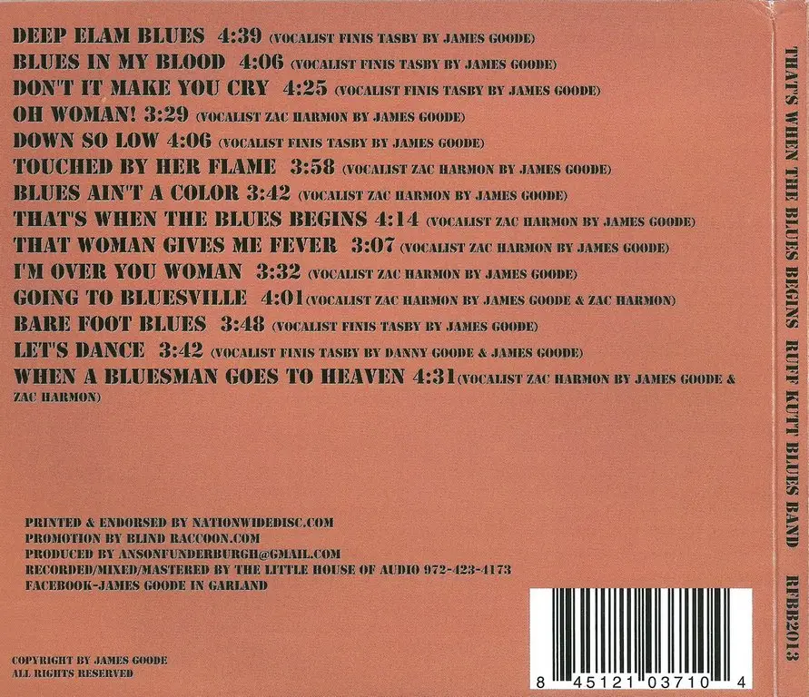 Ruff Kutt Blues Band - That's When The Blues Begins (2013)