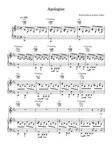 Apologize - OneRepublic (Piano-Vocal-Guitar (Piano Accompaniment))