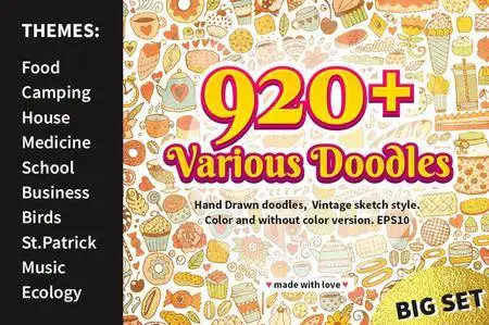 CreativeMarket - Vintage Doodles Bundle, Sketch Icons