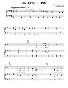 Sweet Caroline - Glee TV Series, Neil Diamond (Piano-Vocal-Guitar)