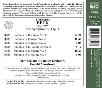 Donald Armstrong, New Zealand Chamber Orchestra - Franz Ignaz Beck: Six Symphonies, Op. 1 (2005)