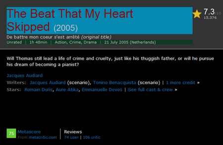 De battre mon coeur s'est arrêté / The Beat That My Heart Skipped (2005)