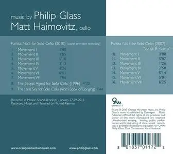 Matt Haimovitz - Philip Glass: Partitas for Cello Solo (2017)