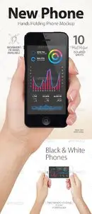 GraphicRiver Hands Holding Black and White Phones | App & UI Mockups