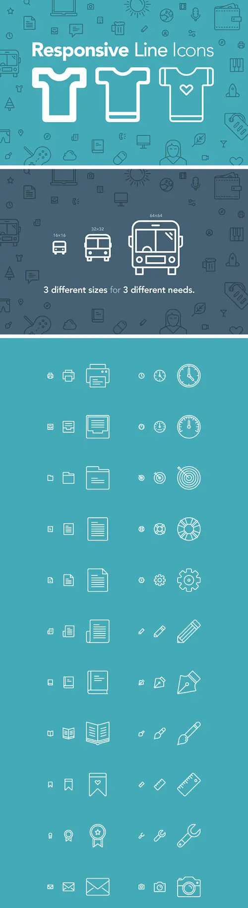 100 Responsive Vector Line Icons