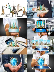 Concept Man travelling the world