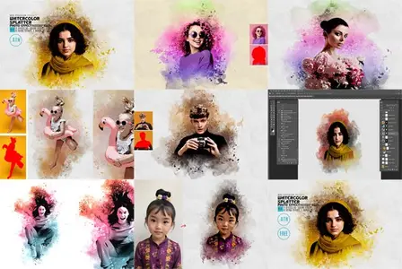 Watercolor Splatter Photo Effect - Photoshop Action