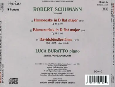 Luca Buratto - Robert Schumann: Davidsbündlertänze, Humoreske, Blumenstück (2017)