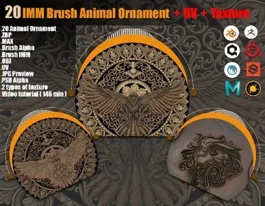 Flippednormals 20 Imm Brush Animal Ornament + Pbr Texture 2 Types