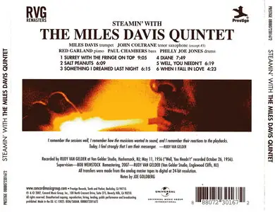 The Miles Davis Quintet - Steamin' With The Miles Davis Quintet (1956) {2007 Prestige RVG Remaster}