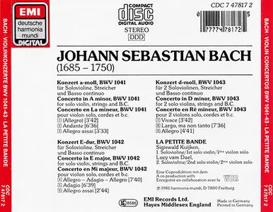J. S. Bach - Le Petite Bande, Kuijken - Violinkonzerte BWV1041-43 (1981, CD ReIssue 1987)