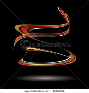 Vector Abstract ribbon image floating over a drop shadow