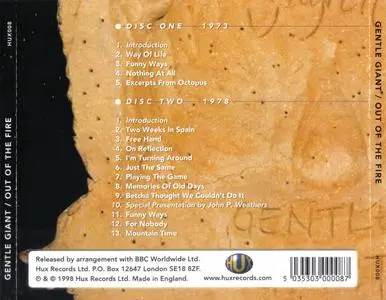 Gentle Giant - Out Of The Fire, The BBC Concerts (1973-1978) {2CD Set, Hux Records HUX008 rel 1998}