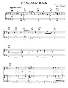 Final Countdown - Europe, Rock Of Ages Musical (Piano-Vocal-Guitar)