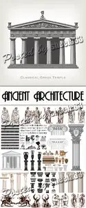 Ancient Architecture and Design Elements Vector