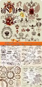 Calligraphic vintage design elements vector set 10