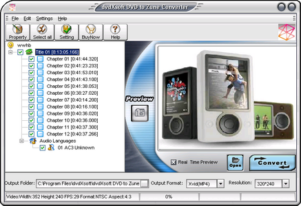 DvdXsoft DVD to Zune Converter 1.42