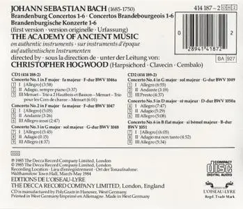 The Academy of Ancient Music, Christopher Hogwood - J.S. Bach: Brandenburg Concertos (1985)