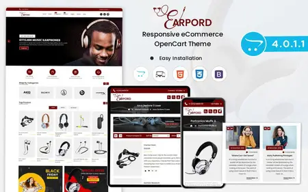 Earpords - Opencart template to Sell Earphones, Airpods, Headphones, Bluetooth, and Neckbands Ope...