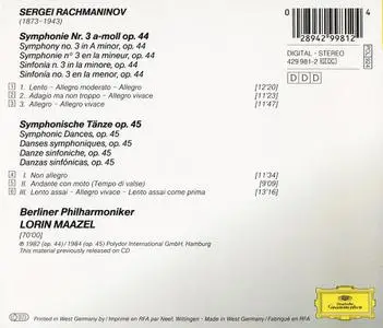 Lorin Maazel, Berliner Philharmoniker - Rachmaninov: Symphony No.3, Symphonic Dances (1991)