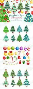 Christmas Tree and Ornaments Clipart
