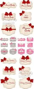 Paper Labels with Bows Vector