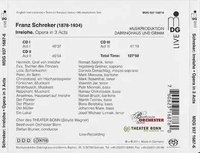 Franz Schreker - BOB, Blunier - Irrelohe, Opera In 3 Acts (2011, MDG "Live" # 937 1687-6) {Hybrid-SACD // EAC Rip} [RE-UP]