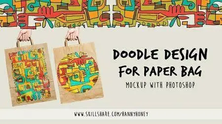 Doodle Design for Paper Bag Mockup with Photoshop