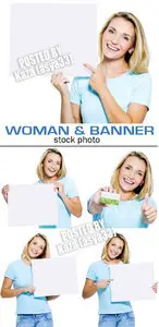 Woman & blank cards