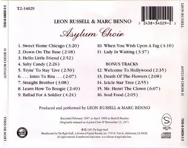 Leon Russell & Marc Benno - Asylum Choir II - 1971 (1995)