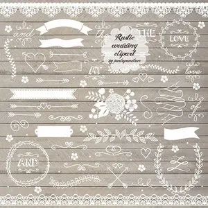 Rustic wedding clipart II