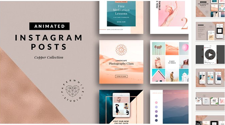 CreativeMarket - ANIMATED Instagram Copper Posts