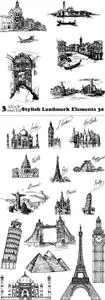 Vectors - Stylish Landmark Elements 30