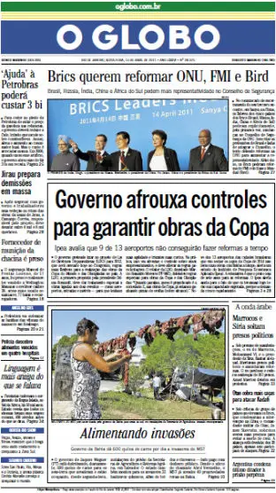 Jornal O Globo - 15 de abril de 2011