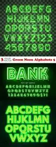 Vectors - Green Neon Alphabets 5