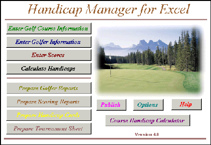 Handicap Manager For Excel 2007 / 2010 / 2013 / 2016 v6.0