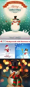 Vectors - Backgrounds with Snowman 2