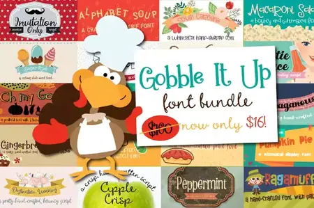 Gobble It Up Font Bundle - 20 Premium Fonts
