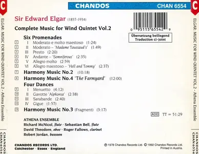 Athena Ensemble - Edward Elgar: Complete Music for Wind Quintet, Vol. 2 (1992)