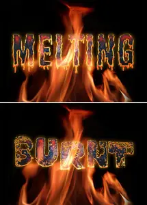 AS - Melting Metal Text Effect Burning in Fire Mockup 481695618